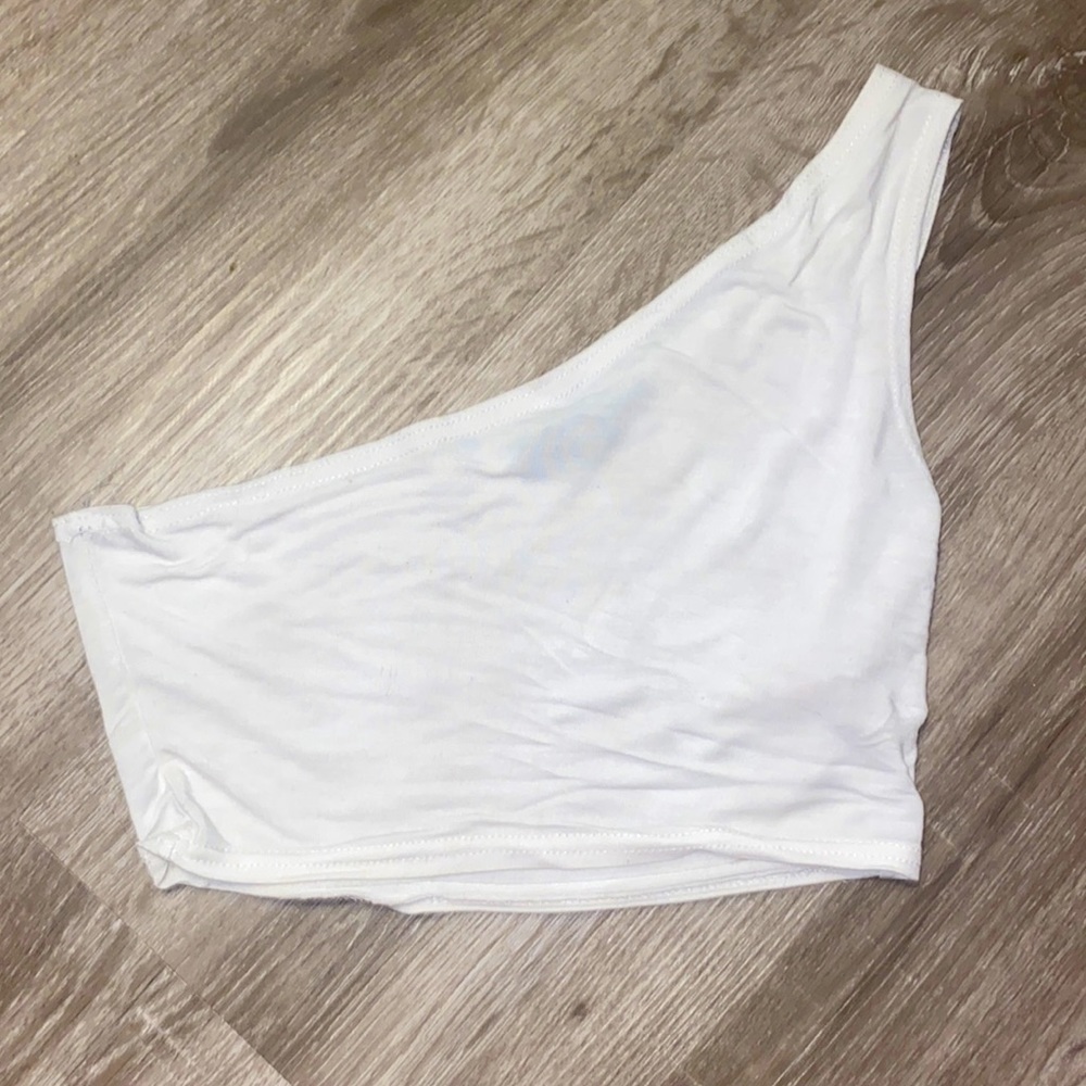 PLT One Shoulder White Crop Top